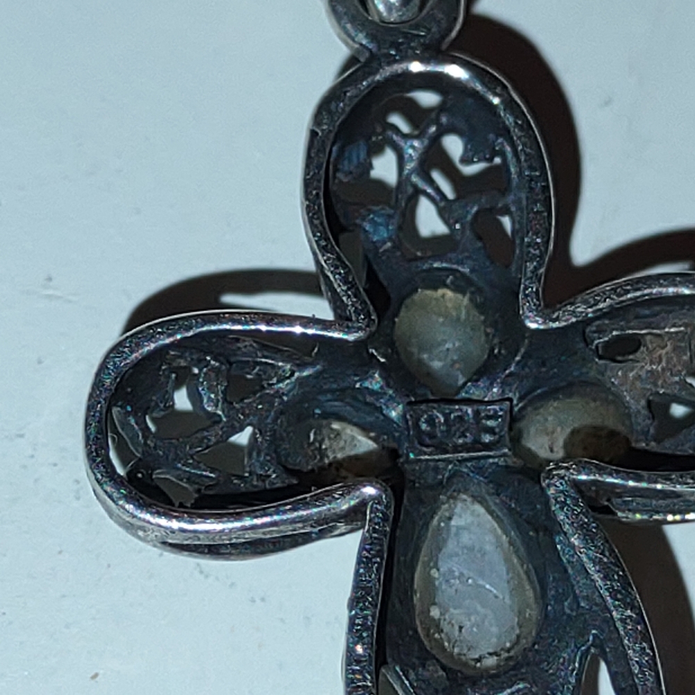 925 opal cross pendant